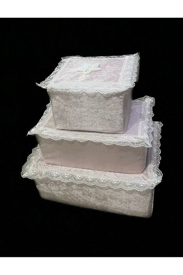 Velvet Dowry Bag Set of 3, Bridal Bag Set of 3, Bridal Bag Set, Velvet Engagement Bag Set - Powder