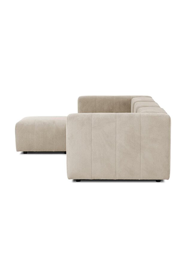 Pietro 4 Modül Modüler Kanepe Köşe Koltuk Takımı, Yönsüz Kadife, Bej - 3