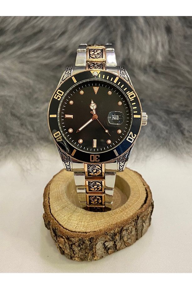 Rolex Model Takvimli Desenli Kordon Çelik Erkek Kol Saati - 1