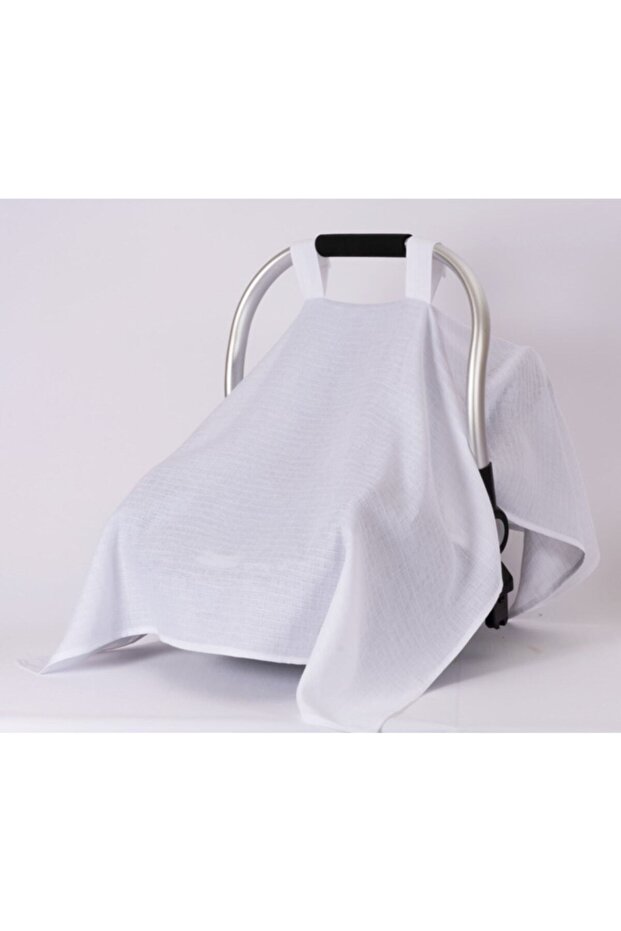 Stroller Cover 100% Cotton Muslin Fabric White Color