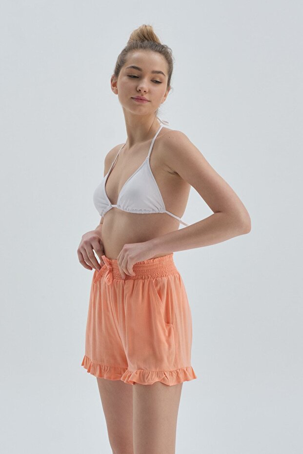 Salmon Frilly viskózové šortky - 2