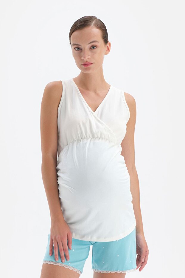 White Cotton Maternity Undershirt - 1