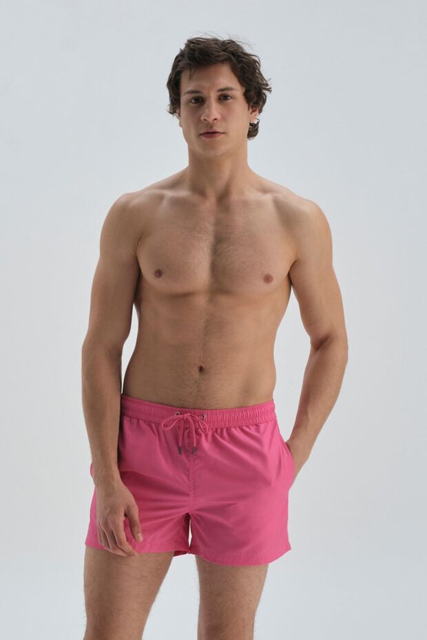 Pembe Micro Kısa Düz Deniz Şortu - 4