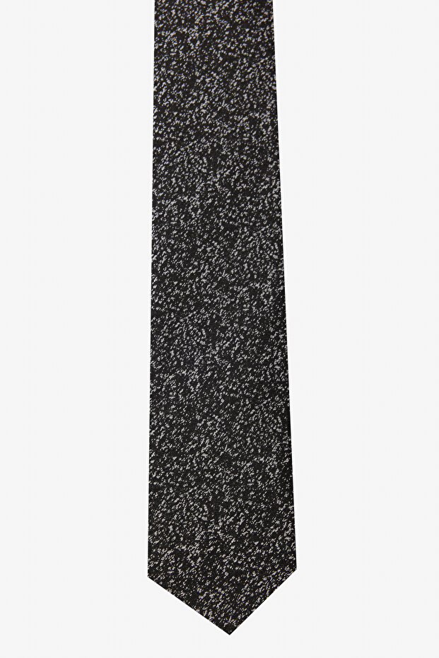 ربطة عنق منقوشة باللونين الأسود والرمادي للرجال - 2