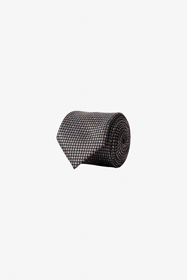 Anthracite-grey Patterned Men's Tie - 1