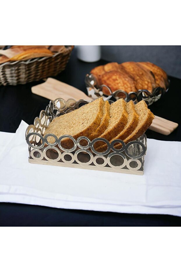 وعاء خبز بتصميم حلقة فضية معدنية - 3