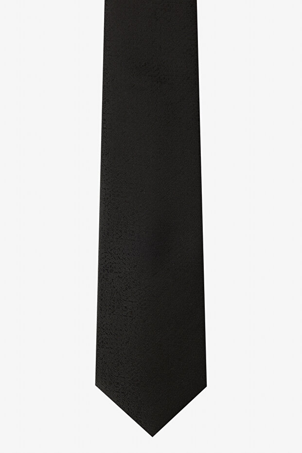 Men's Black Patterned Tie - 2
