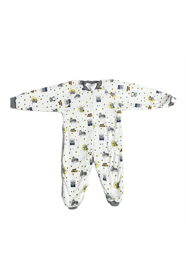 Ecru Sweet Dreams Flannel Romper for Children Aged 7-12 - Fiber Free and Comfortable Sleep Design