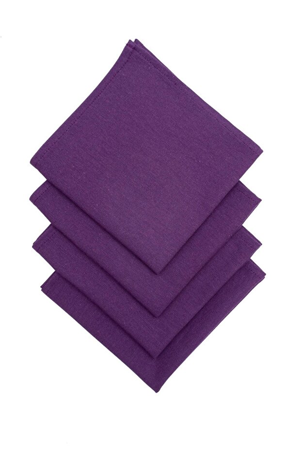 4 Pieces Purple Color Fabric Serving-Presentation Napkin 1st Quality Duck Linen Fabric (DARK-FREE FABRIC)