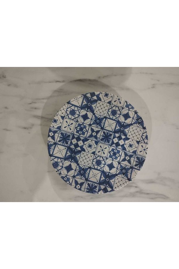 servis tabağı 25 cm 6 adet mavi desenli - 8