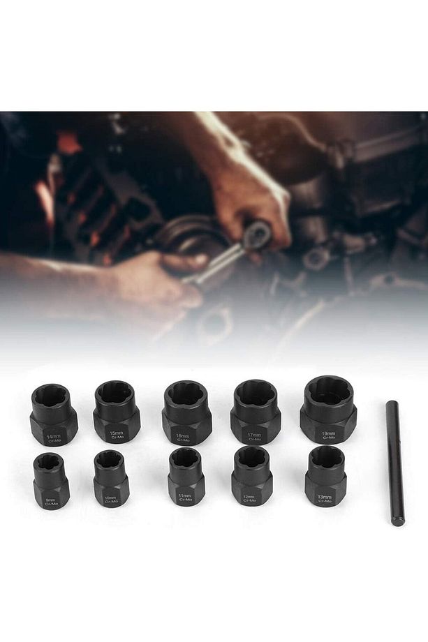 11 Parça 1/2" Yalama Somun Sökme Seti Bozuk Cıvata Sökme Takımı - 2