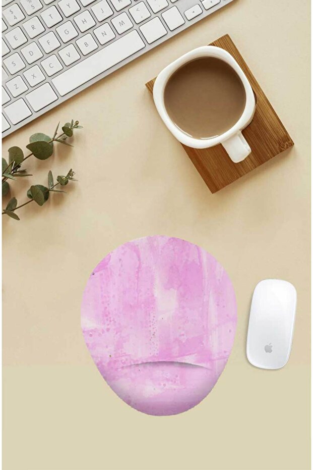 Pink Patterned Mousepad with Wrist Support - 1