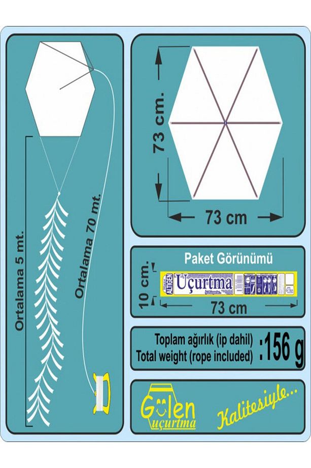 Naylon Altıgen Uçurtma / Taraftar - 4