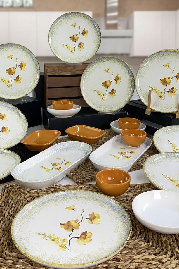 Sarı Çiçekli Kahvaltı Takımı 12 Kişilik 24 Parça - 4