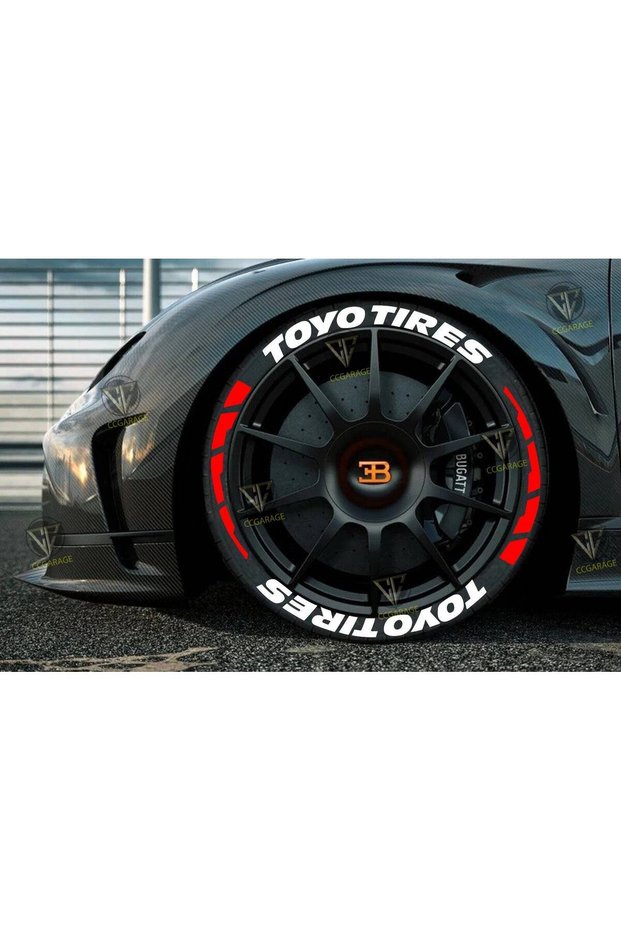 Toyo Tires Tire Lettering Motorcycle & Vehicle Tire Sticker + Stripe 5 Colors 2.5 cm 16 Pieces