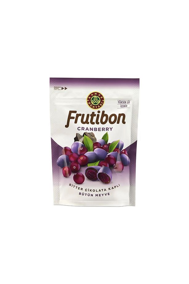 Dünyası Frutibon Canberry Bitter Çikolata Kaplı Yaban Mersini 50 Gr x 10 Adet - 2