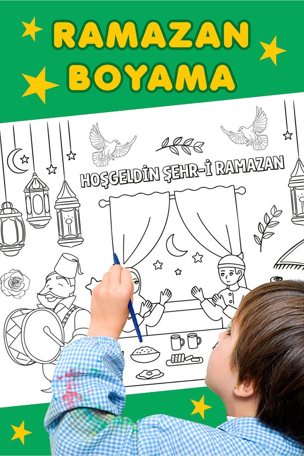 Ramazan Oruç Temalı Dev Boyama Aktivite Kağıdı - 2 Metre - 1
