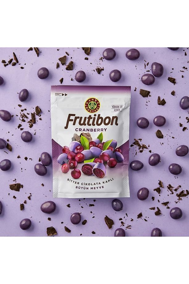 Dünyası Frutibon Canberry Bitter Çikolata Kaplı Yaban Mersini 50 Gr x 10 Adet - 1