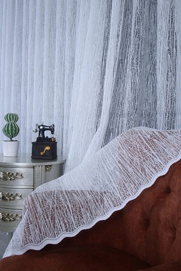 Tree Bark Knit Tulle Curtain, (1/3) Closely Pleated,