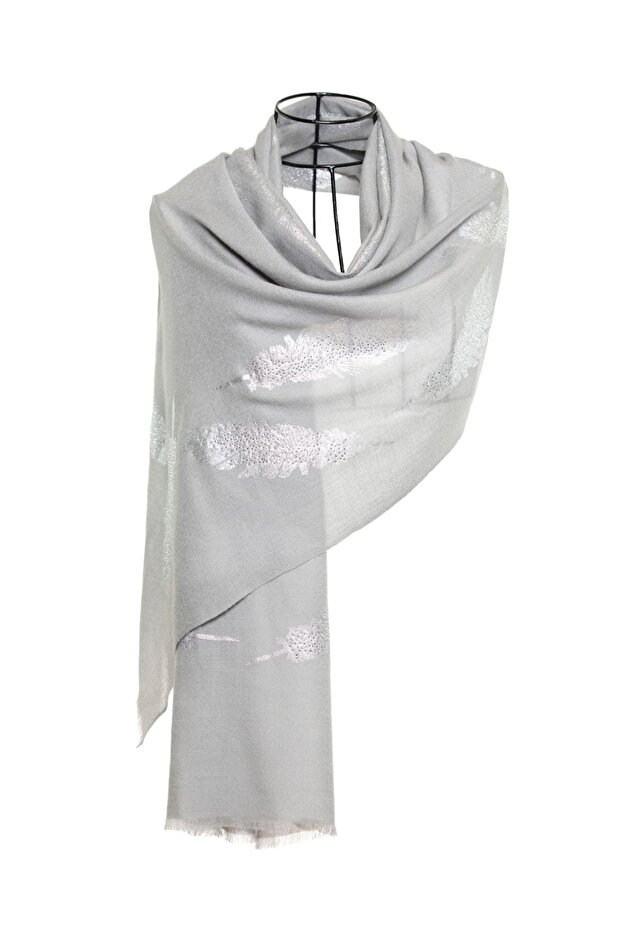 85% Cashmere 15% Silk Stone (LEAF) Shawl