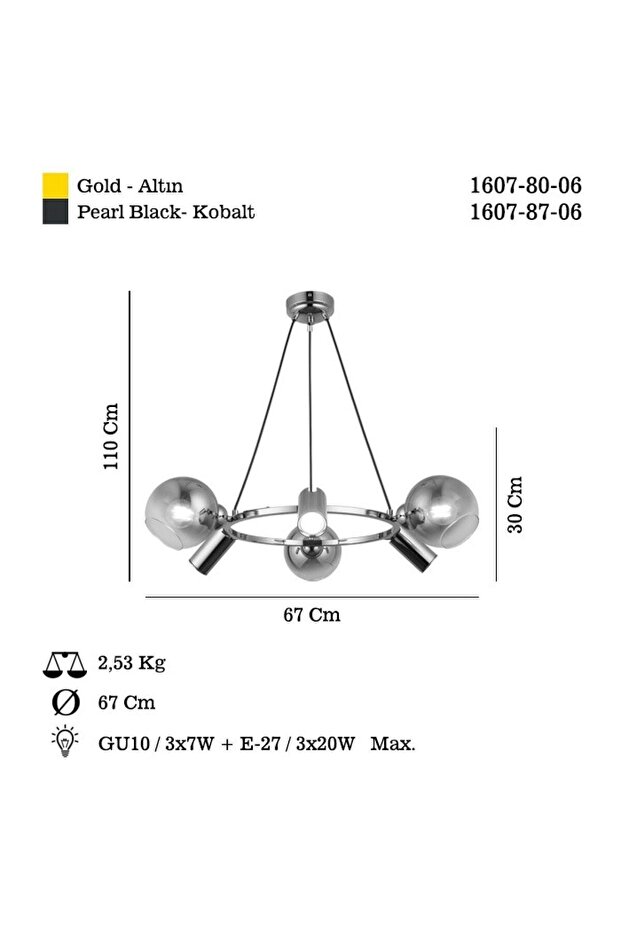 Tıerra 3+3 Altın Avize 3xgu10+3xe27 - 3