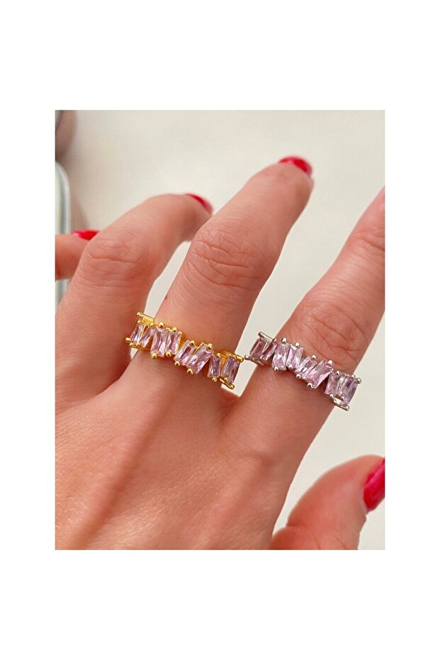 Light Pink Baguette Jewelled Ring