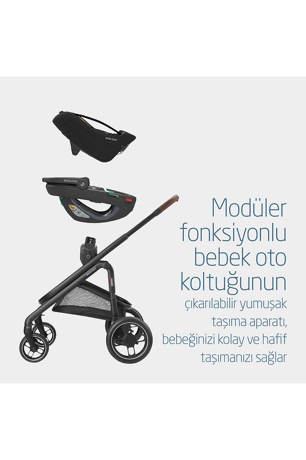 Coral 360 Dönebilir 2'si Bir Arada Modüler Ana Kucağı Ve Oto Koltuğu Black - 5