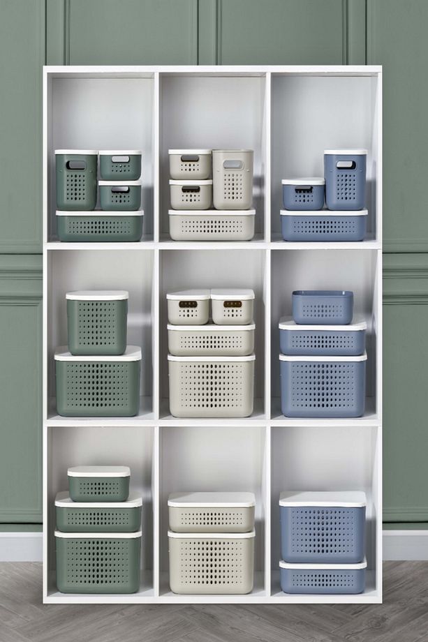 Bubble Yeşil 3 'lü Düzenleyici Set Dolap Içi Kapaklı Saklama Kutusu Storage 13 - 6,8 - 3,2 Lt - 2