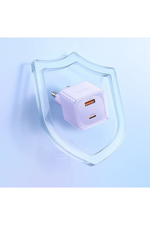 CH-4153 33W GaN PD 1xType-C 1xUSB Girişli Hızlı Şarj Aleti - Mor - 5