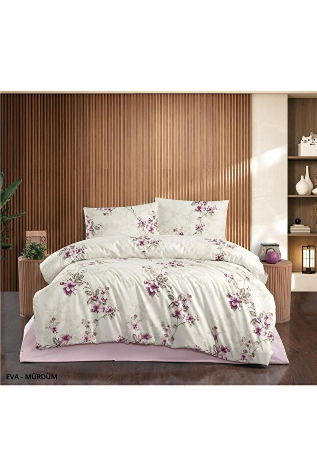 Crystal Double Terry Cotton Eva Plum Duvet Cover Set