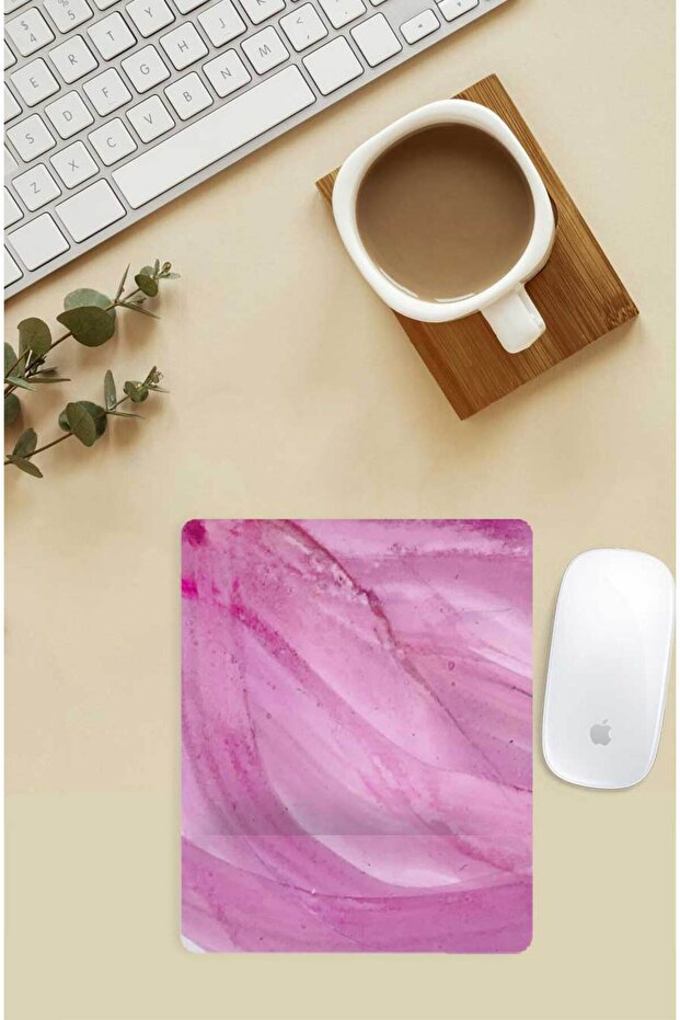 Pink Patterned Rectangular Mousepad with Wrist Support - 1