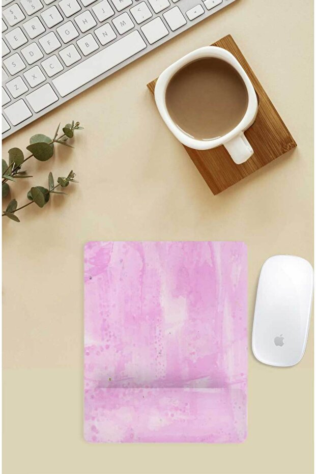 Pink Patterned Rectangular Mousepad with Wrist Support - 1
