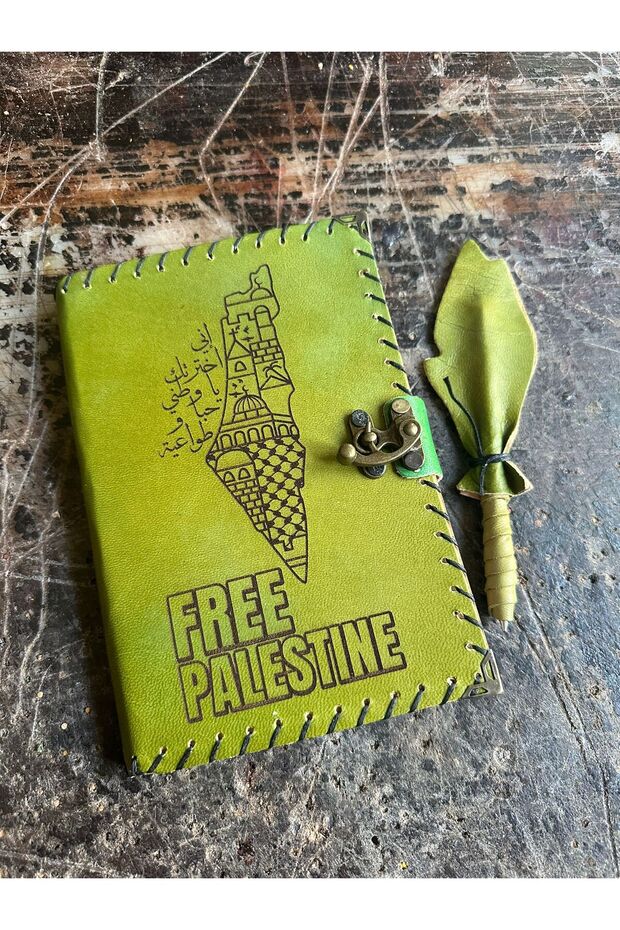 دفتر هدايا جلدي مفصل من Free Palestine
