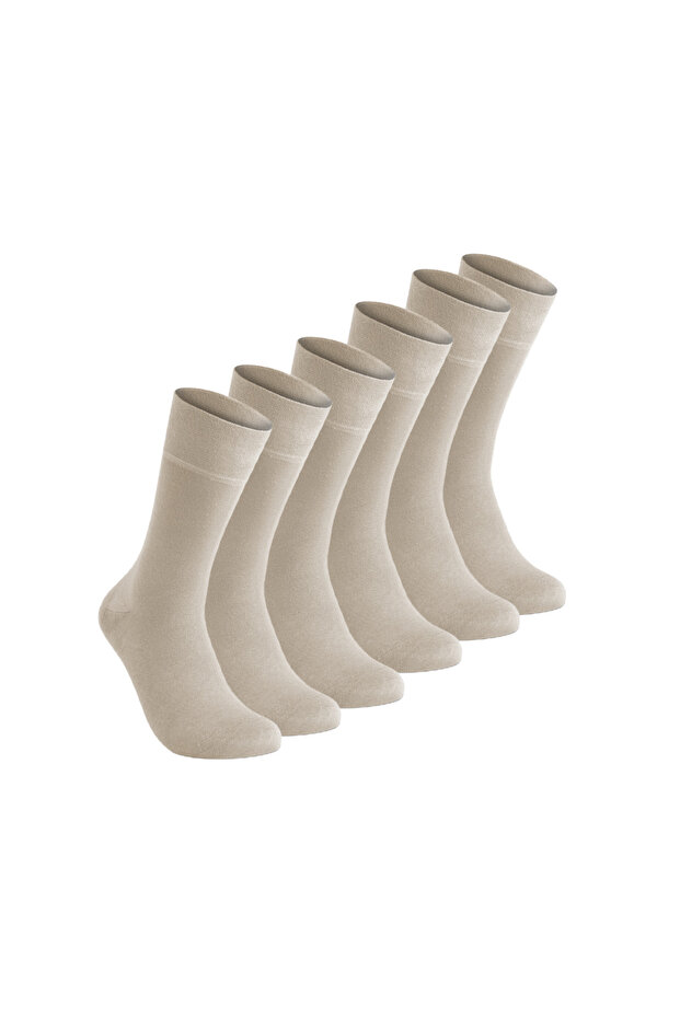 Vegan And Organic Bamboo Unisex Socket Beige Socks Pack of 6