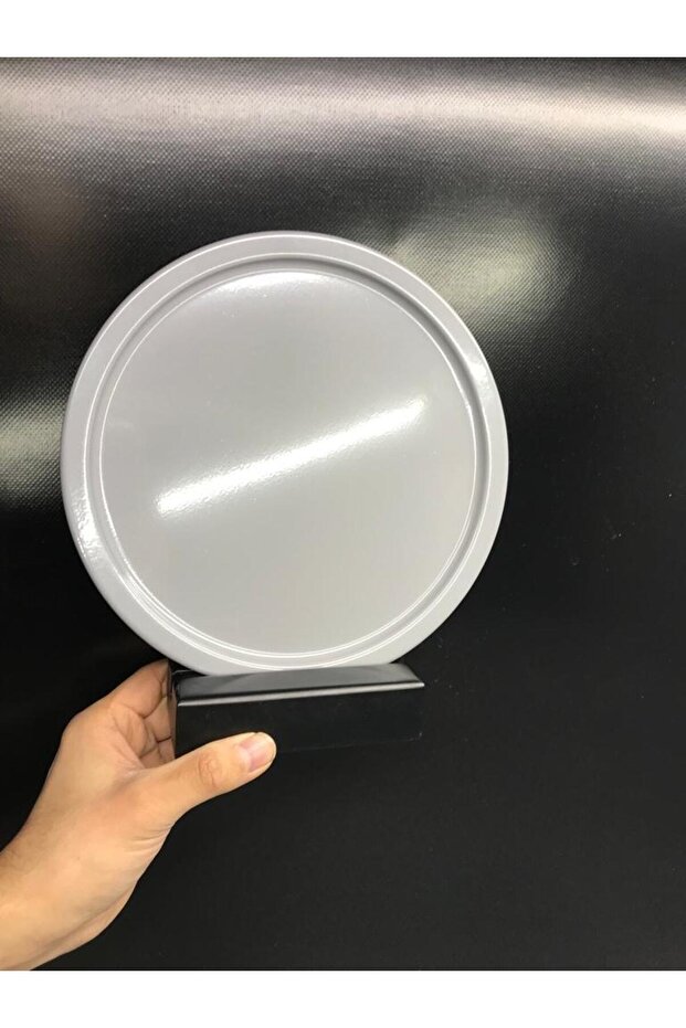Metal Gray Single Decorative Tea, Coffee and Cake Service Presentation Tray 23 Cm