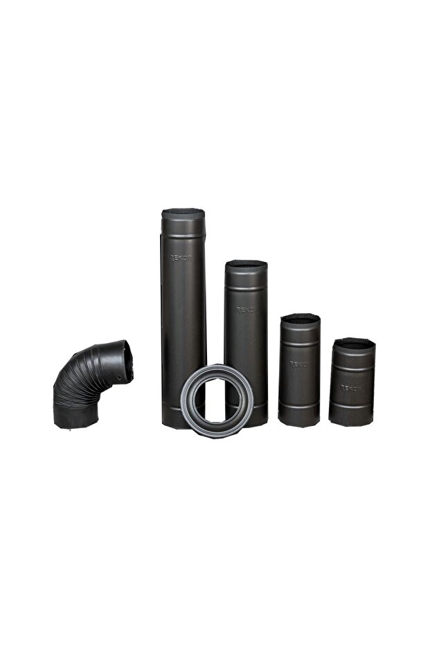 Siyah Mat Soba Şömine Borusu Cap 13cm 50cm Tek Boy 0,40mm Kalınlık - 1