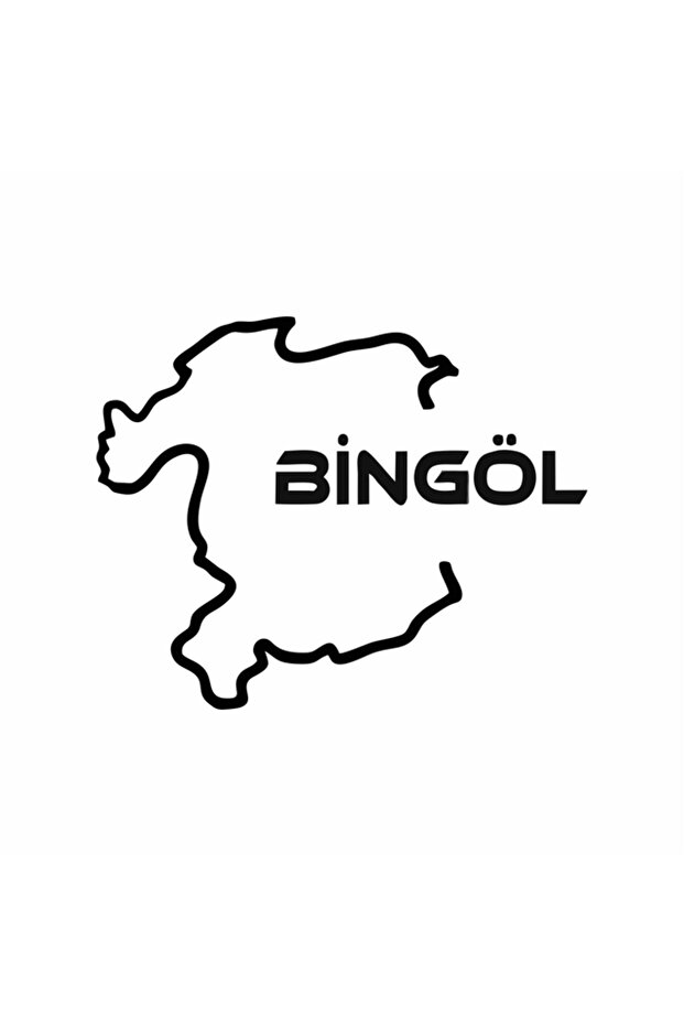 ملصق سيارة لخريطة Bingöl باللون الأسود - مقاس 17 × 13 سم