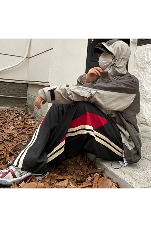 Y2k Zip Detail Parachute Sweatpants/Pants