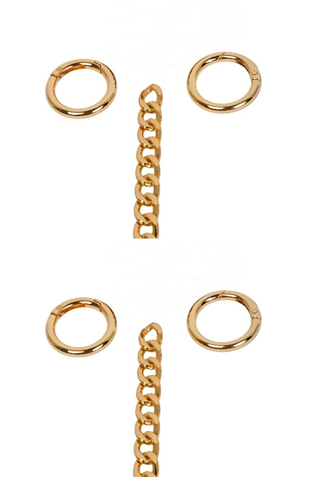 Spring Ring Gold Color Bag Chain Set Length: 110 Cm Ring: 2.5 Cm (Set of 2)