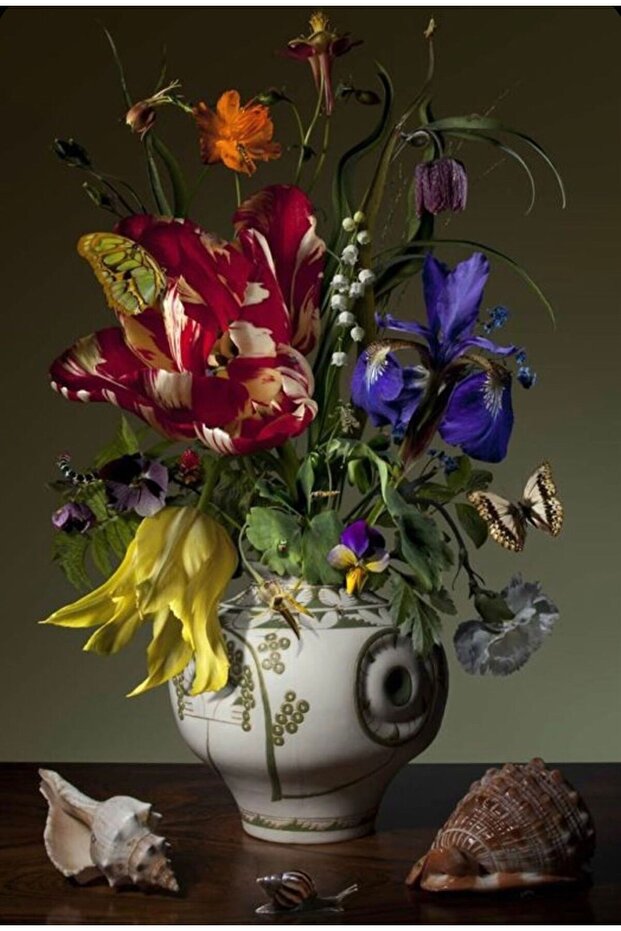 Çiçekler Ve Deniz Kabukları Marcel Sanat Elmas Mozaik Tablo 33x51cm - 1