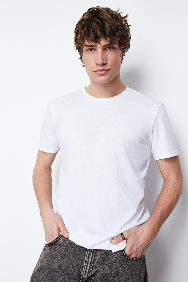 Unisex Beyaz Regular Fit Kısa Kollu T-Shirt TMNSS22TS0271 - 5