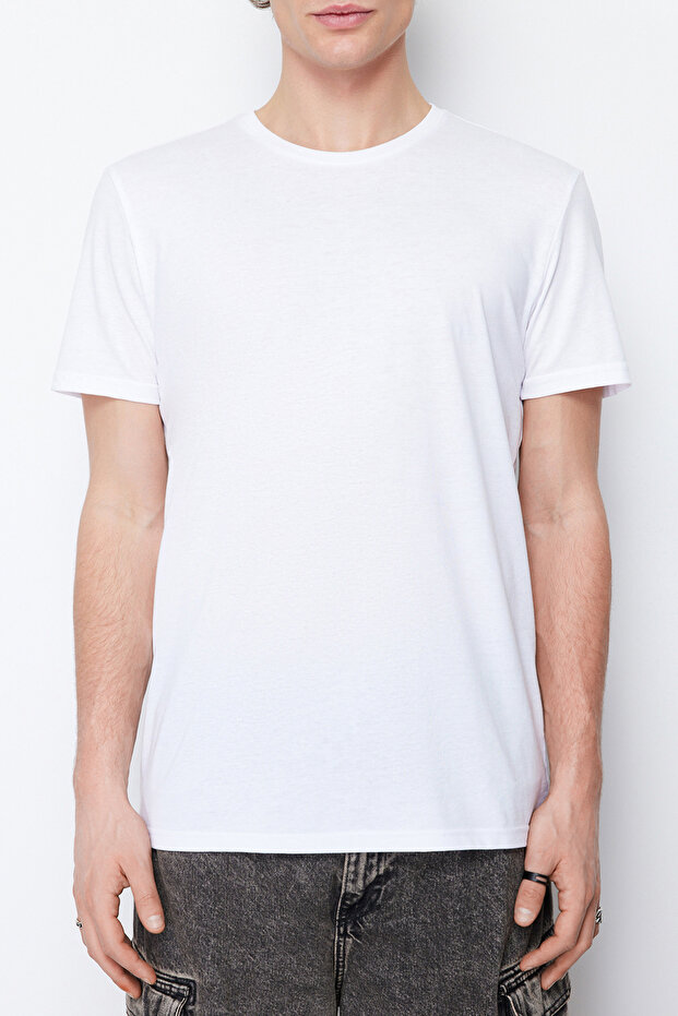 Unisex Beyaz Regular Fit Kısa Kollu T-Shirt TMNSS22TS0271 - 6