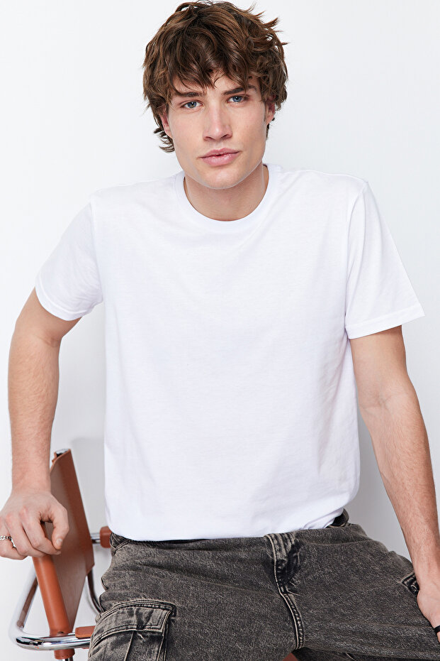 Unisex Beyaz Regular Fit Kısa Kollu T-Shirt TMNSS22TS0271 - 4