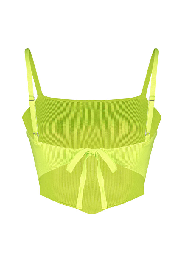 Sarı Crop Arkası Bağlama Detaylı Triko Bluz TWOSS24BZ00143 - 8