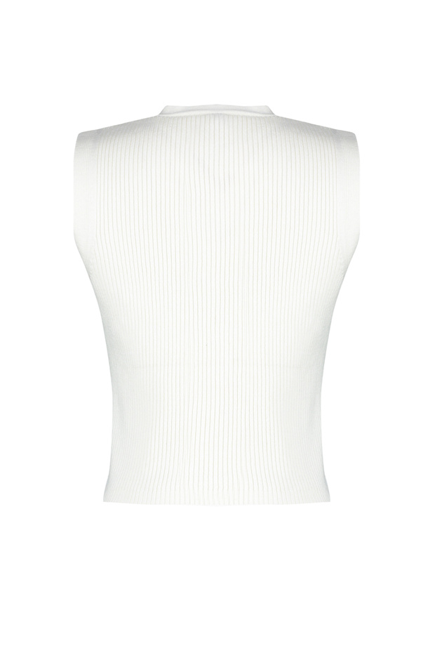 Ekru Premium İplik / Özel İplik Crop Triko Yelek TWOSS24BZ00258 - 8