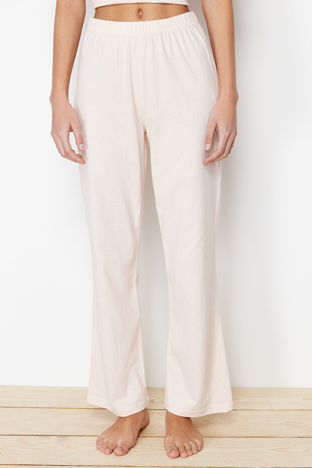 Pudra %100 Pamuklu Fil Baskılı Örme Pijama Takımı THMSS24PT00070 - 5
