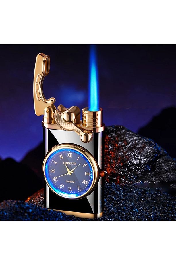 Saatli Usb Şarjlı Metal Çakmak Hem Saat Hem Çakmak - 1