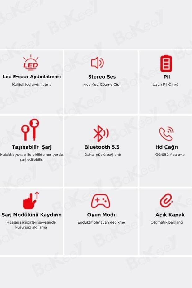 M99 Plus Bluetooth Kulaklık Kulakiçi Kablosuz Oyuncu Kulaklıkları Işıklı Android-İphone Uyumlu Siyah - 3