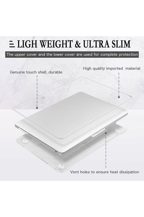 Apple Macbook Air 13.6 M2 M3 M4 Çip 2022 2024 2025 A2681 A3113 A3240 Kılıf Şeffaf Tam Koruma Kapak - 4