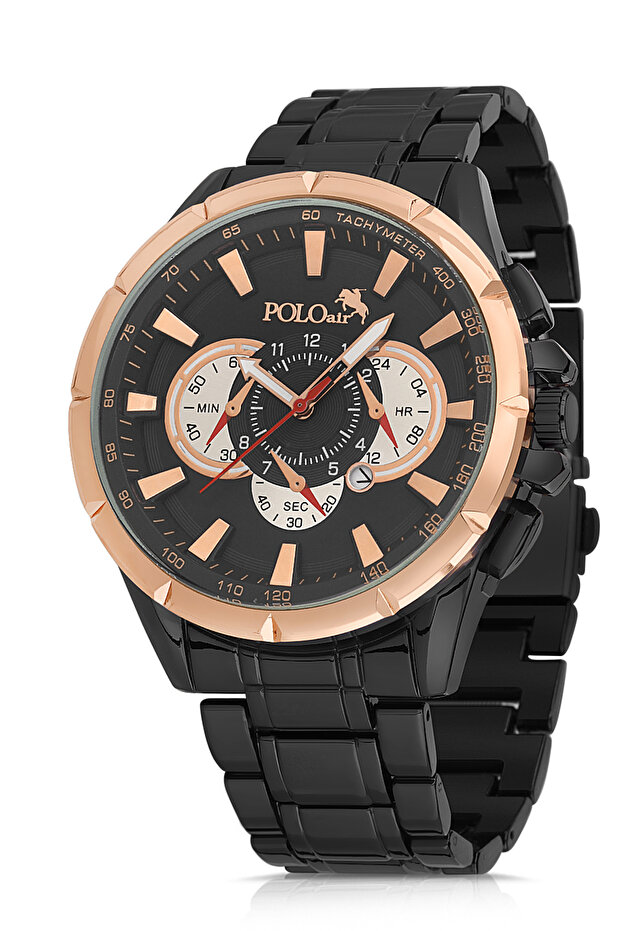 مجموعة ساعات يد رجالية مع ميزة التقويم ومحفظة وحامل بطاقات وحزام هدية عطرية باللون الأسود - 3